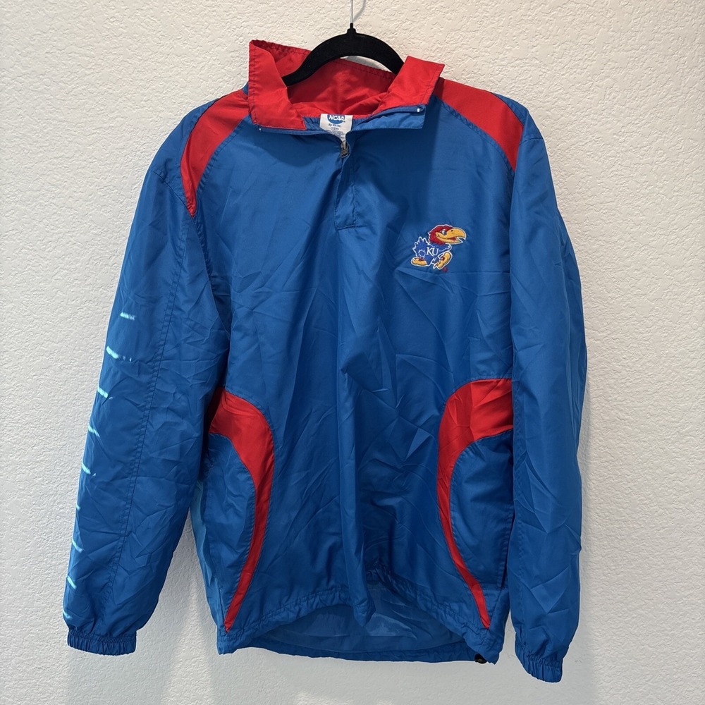NCAA Kansas Jayhawks Blue and Red Pullover Windbreaker